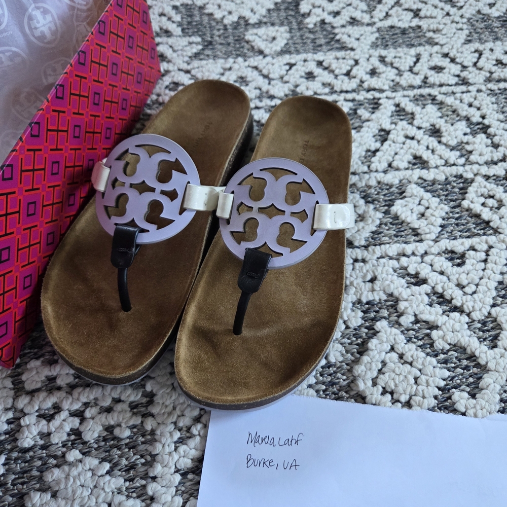 Tory Burch Black and Cream Sandals